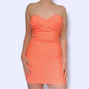 Vintage Bebe bandage strapless dress with built in bra